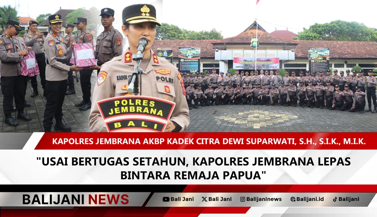 Kapolres Jembrana AKBP Kadek Citra Dewi saat memimpin apel pelepasan Bintara Remaja OAP di Polres Jembrana