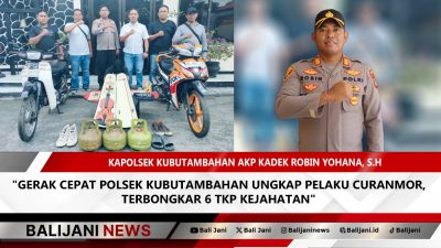 Petugas Polsek Kubutambahan menunjukkan barang bukti hasil pengungkapan kasus curanmor oleh pelaku di bawah umur di Buleleng, Bali.