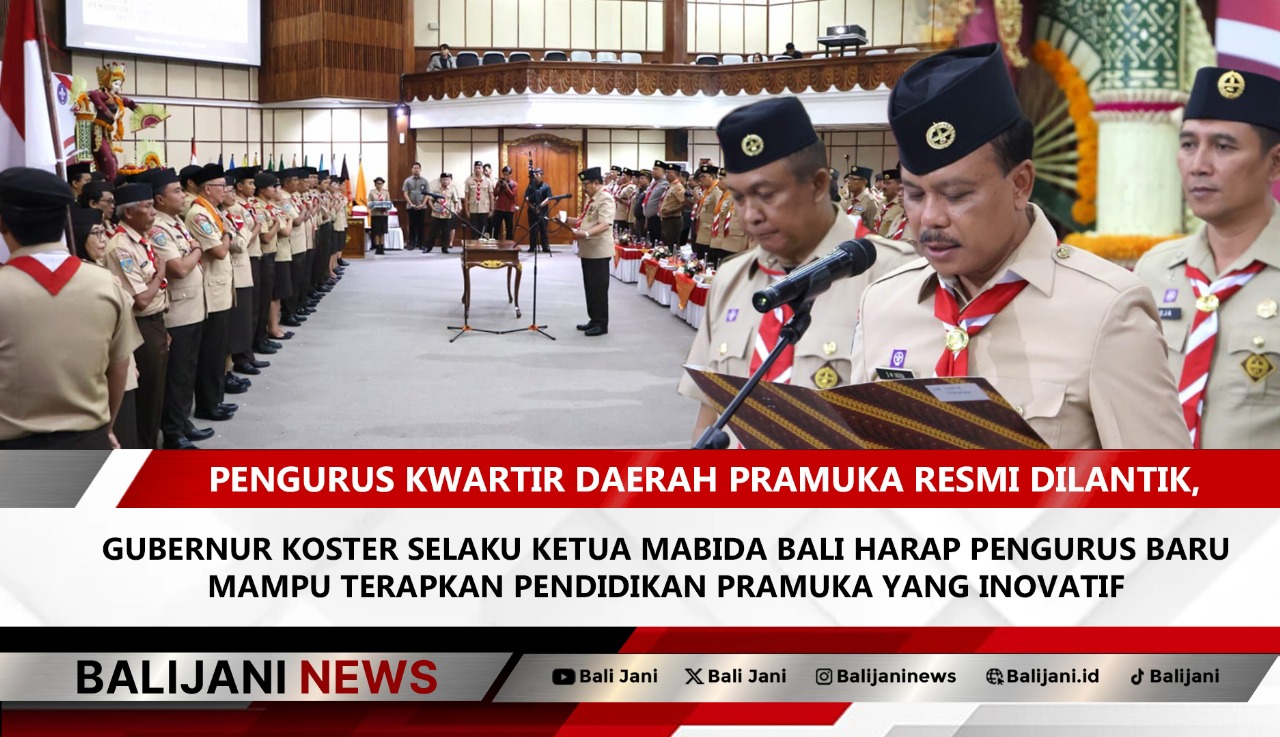 Pelantikan Pengurus Kwarda Pramuka Bali masa bakti 2024–2029 di Gedung Wiswa Sabha Utama, Denpasar.