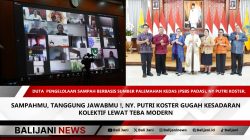 Ny. Putri Koster memberikan arahan pengelolaan sampah berbasis sumber melalui Zoom dari Jayasabha