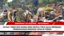 Semangat Ke gotong – Royongan Satgas TMMD dan Warga Desa Depeha Terus Bahu-Membahu, Pembangunan Drainase Capai 80 Persen