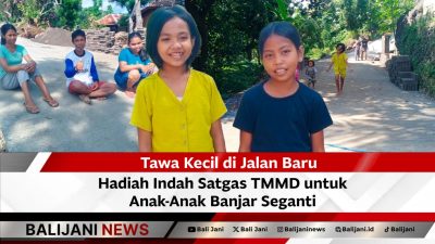 Anak-anak Desa Depeha bermain di jalan beton baru hasil program TMMD Kodim 1609/Buleleng