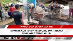 Warga Desa Depeha dan TNI Kompak Cor Tutup Resevoar, Bukti Nyata Semangat TMMD ke-124
