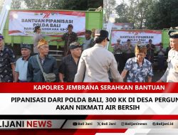 Kapolres Jembrana Serahkan Bantuan Pipanisasi dari Polda Bali, 300 KK di Desa Pergung Akan Nikmati Air Bersih