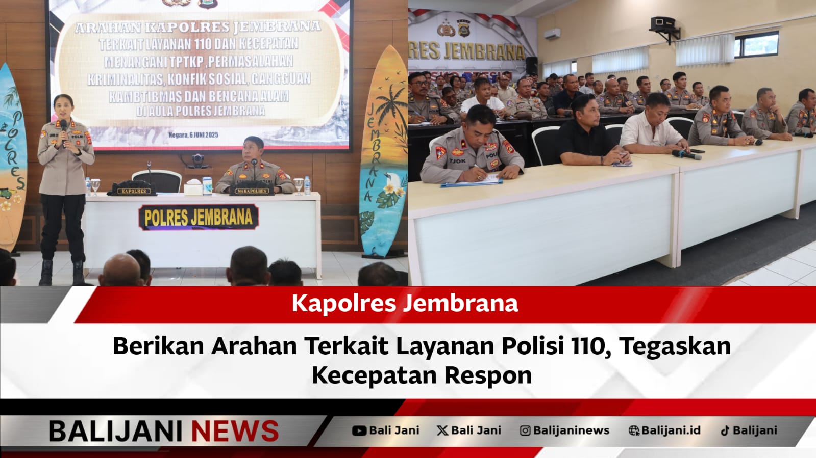 Kapolres Jembrana berikan arahan terkait Respon Cepat Layanan 110