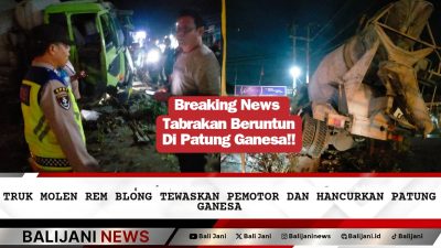 Truk molen rem blong hancurkan patung Ganesa