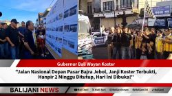 Pembukaan kembali jalan nasional depan pasar bajra oleh Koster