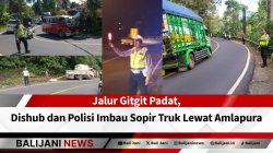 Truk kesulitan melintasi jalur Gitgit padat arah Amlapura