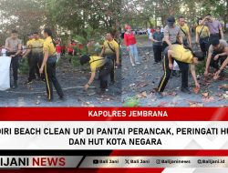 Kapolres Jembrana Hadiri Beach Clean Up di Pantai Perancak, Peringati HUT RI dan HUT Kota Negara