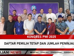 Kongres PWI 2025 Tetapkan Daftar Pemilih Tetap dan Jumlah Peninjau