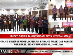 Bupati Satria Tandatangani Nota Kesepahaman Tentang Sinergi Pemeliharaan Barang Milik Daerah Dengan Perbekel se-Kabupaten Klungkung