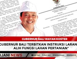 Gubernur Bali Terbitkan Instruksi Larangan Alih Fungsi Lahan Pertanian