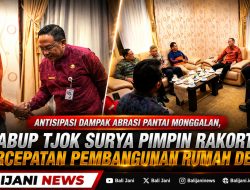Antisipasi Dampak Abrasi Pantai Monggalan, Wabup Tjok Surya Pimpin Rakortas Percepatan Pembangunan Rumah Deret