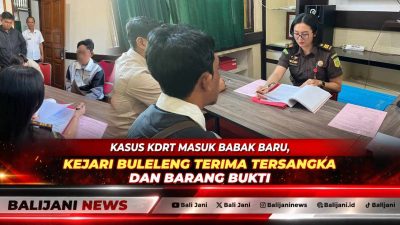 Proses penyerahan tersangka KDK dan barang bukti oleh penyidik Polres Buleleng kepada Jaksa Penuntut Umum Komang Tirta Wati SH di Ruang Tahap II Kejari Buleleng