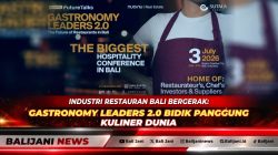 Suasana persiapan venue pameran dan panggung utama konferensi kuliner internasional Gastronomy Leaders 2.0 di kawasan Nuanu Creative City Tabanan Bali