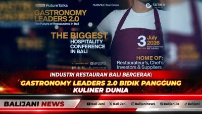 Suasana persiapan venue pameran dan panggung utama konferensi kuliner internasional Gastronomy Leaders 2.0 di kawasan Nuanu Creative City Tabanan Bali