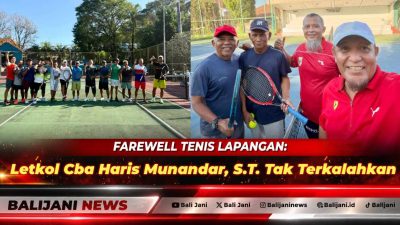 Letkol Cba Haris Munandar bersama Gusti Tony saat melakoni pertandingan persahabatan tenis lapangan perpisahan melawan GROGI Tenis Club di Denpasar