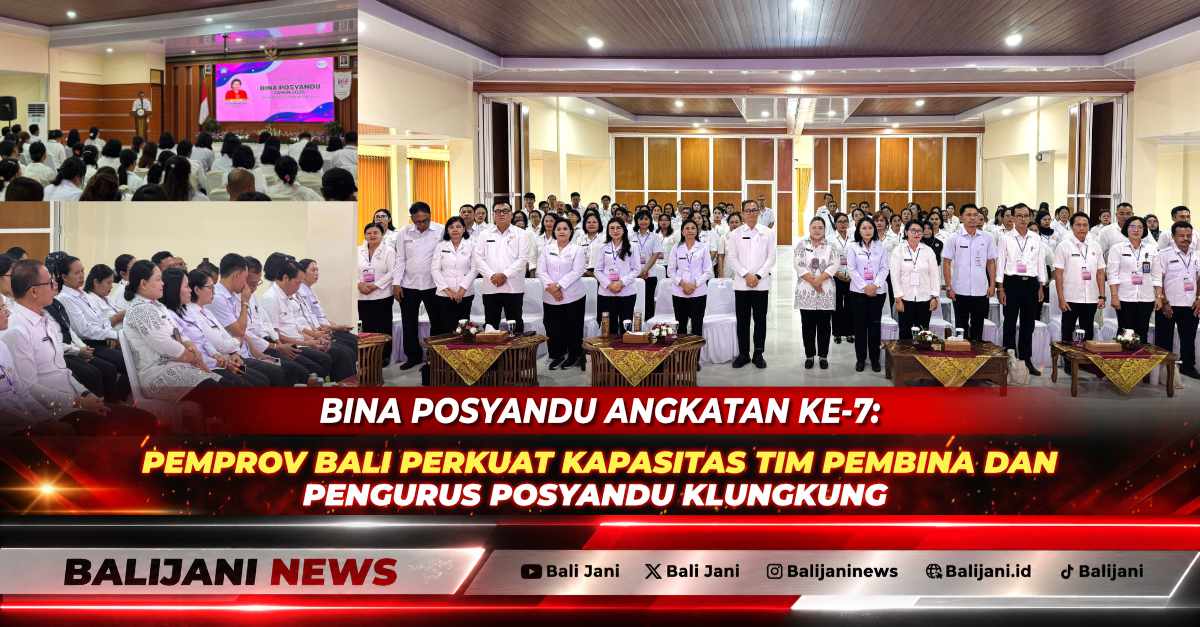Kepala Dinas PMD Dukcapil Bali I Made Dwi Dewata bersama Pengarah TP Posyandu Putu Anom Agustina saat membuka pelatihan Bina Posyandu Angkatan Ke-7 di UPTD Bapelkesmas Provinsi Bali
