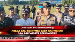 Kapolda Bali Irjen Pol Daniel Adityajaya memberikan keterangan kepada media saat menggelar Apel Bersama Pecalang dan instansi terkait di Lapangan Renon Denpasar