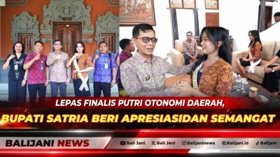 Bupati Klungkung I Made Satria saat menerima audiensi pamitan Ni Putu Esa Indah Swari finalis Putri Otonomi Indonesia di Rumah Jabatan Bupati Klungkung
