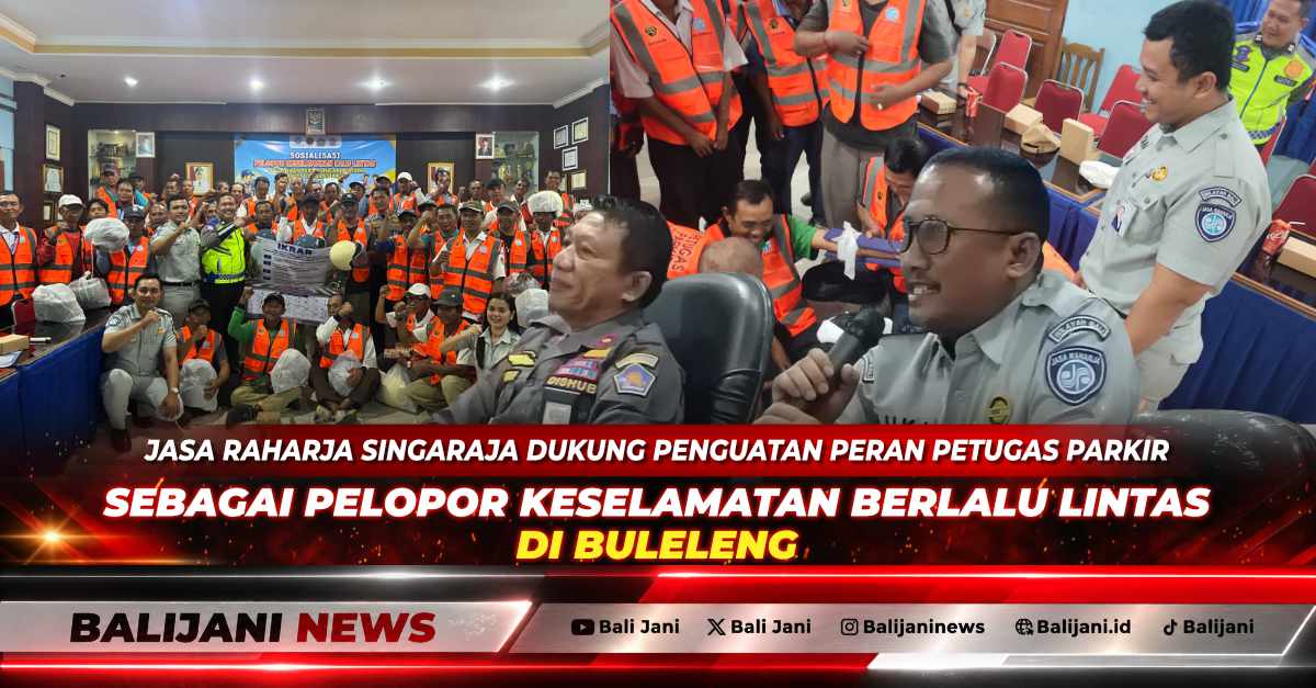 Kepala Jasa Raharja Singaraja Luki Husni Ridwan bersama Kadishub Buleleng Gede Gunawan membuka workshop keselamatan lalu lintas bagi petugas parkir.
