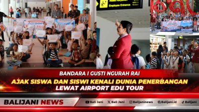 Siswa-siswi SDN 4 Tuban didampingi petugas Customer Service dan Airport Security saat mengikuti kegiatan edukasi kebandarudaraan Airport Edu Tour di terminal Bandara I Gusti Ngurah Rai Bali