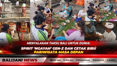 Para siswa program HITS SMKN 1 Kubutambahan mengenakan pakaian adat Bali saat melaksanakan aktivitas ngayah di Pura Agung Bungkulan.