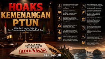 Ilustrasi ruang persidangan pengadilan tata usaha negara dengan palu hakim yang mencerminkan pentingnya kepatuhan hukum dan menolak manipulasi informasi publik
