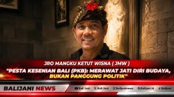 Ragam hias ogoh-ogoh dan barisan penari peed aya yang memancarkan taksu seni dalam pembukaan Pesta Kesenian Bali.