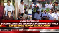 Wujud Kepedulian, Bupati Klungkung Serahkan Bantuan Kursi Roda dan Sembako Kepada Warga Lansia