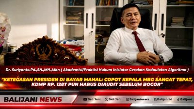 Ketegasan Presiden di Bayar Mahal: Copot Kepala MBG Sangat Tepat, KDMP Rp. 128T pun Harus Diaudit Sebelum Bocor