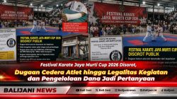 Suasana pertandingan karate kelas remaja dalam sebuah turnamen resmi di Kabupaten Badung.