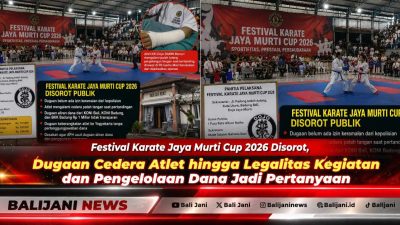 Suasana pertandingan karate kelas remaja dalam sebuah turnamen resmi di Kabupaten Badung.