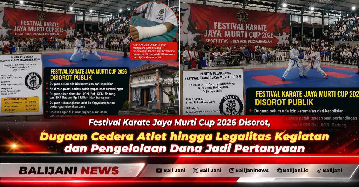 Suasana pertandingan karate kelas remaja dalam sebuah turnamen resmi di Kabupaten Badung.
