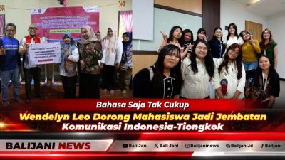 Praktisi Komunikasi Wendelyn Leo saat memberikan materi workshop komunikasi bisnis dihadapan mahasiswa Mandarin UNPRI Medan.