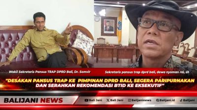 Anggota Pansus TRAP DPRD Bali saat memberikan keterangan pers mengenai desakan Rapat Paripurna.
