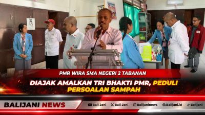 Wakil Ketua PMI Kabupaten Tabanan I Wayan Ariasa memberikan sambutan pada penutupan Diklat PKS dan PMR Wira SMAN 2 Tabanan.
