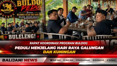Ketua Umum BULDOG Made Sukadarma alias Gobang memimpin rapat koordinasi Program BULDOG Peduli menjelang Hari Raya Galungan.