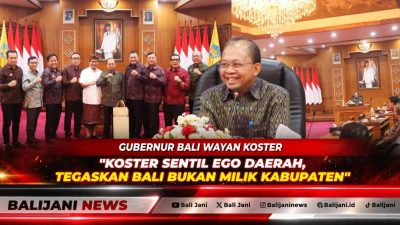 Gubernur Bali Wayan Koster saat memberikan arahan tegas dalam Rakor bersama Bupati dan Wali Kota se-Bali di Kertha Sabha.