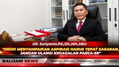 DR Suriyanto selaku Praktisi Hukum, Dosen, dan Ketua Umum PWRI yang memberikan pandangan mengenai pentingnya penyampaian aspirasi demo yang tepat sasaran
