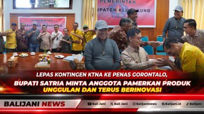 Bupati Klungkung I Made Satria saat menerima audiensi pamitan kontingen KTNA Klungkung di ruang kerja Bupati.