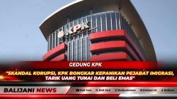 Gedung Merah Putih KPK Jakarta tempat Komisi Pemberantasan Korupsi melakukan penyidikan terkait kasus dugaan pemerasan dokumen keimigrasian WNA
