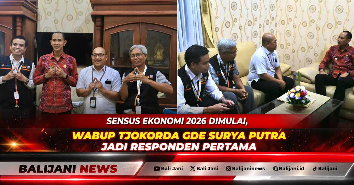 Wakil Bupati Klungkung Tjokorda Gde Surya Putra saat didata oleh petugas pencacah BPS Klungkung untuk Sensus Ekonomi 2026.