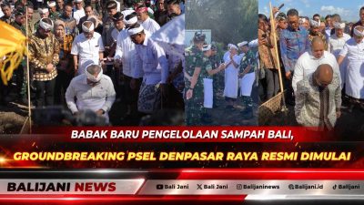 Rombongan menteri kabinet bersama Gubernur Bali Wayan Koster saat melakukan prosesi groundbreaking peletakan batu pertama proyek PSEL Denpasar Raya