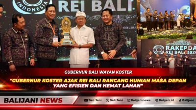 Gubernur Bali Wayan Koster saat memberikan sambutan dan membuka Rapat Kerja Daerah DPD REI Bali 2026 di Quest San Hotel Denpasar