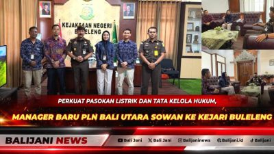 Kajari Buleleng Dicky Darmawan saat menerima kunjungan silaturahmi dan koordinasi dari Manager baru PLN UP3 Bali Utara RM Dimas Adhi Prabowo di Kantor Kejari