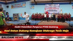Kasi Datun Kejari Buleleng I Komang Adi Wijaya saat menghadiri prosesi pengukuhan dan pelantikan pengurus PTMSI Buleleng di GOR Bhuana Patra Singaraja
