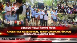 Wayan Koster bersama Ketua DPRD Bali Dewa Made Mahayadnya saat menghadiri acara nobar Bola Gembira Piala Dunia 2026 di kawasan Peninsula ITDC Nusa Dua