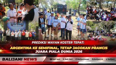 Wayan Koster bersama Ketua DPRD Bali Dewa Made Mahayadnya saat menghadiri acara nobar Bola Gembira Piala Dunia 2026 di kawasan Peninsula ITDC Nusa Dua