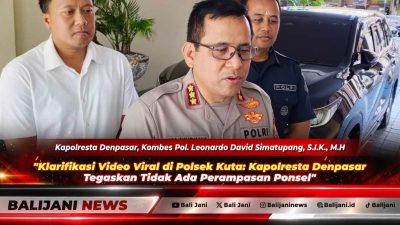Kapolresta Denpasar Kombes Pol Leonardo David Simatupang saat memberikan keterangan pers klarifikasi mengenai video viral di Polsek Kuta